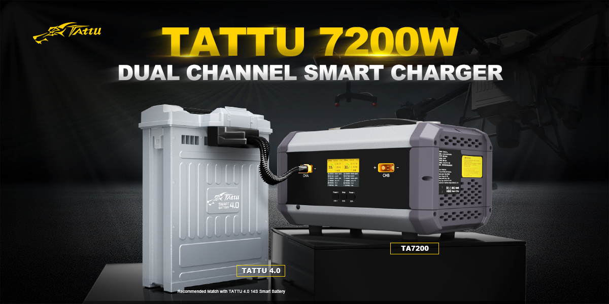 TA7200 Dual Channel Smart Charger: Recommended for use with TATTU 4.0 14S Smart Battery.